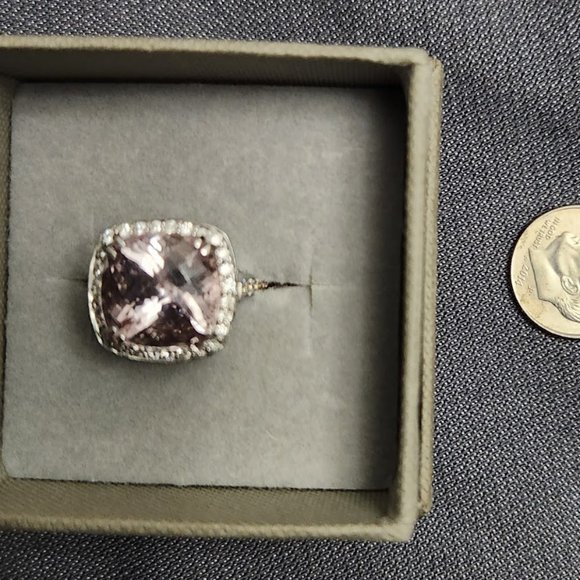 Charles Krypell 18 Karat White gold, diamond and morganite ring - Picture 1 of 4
